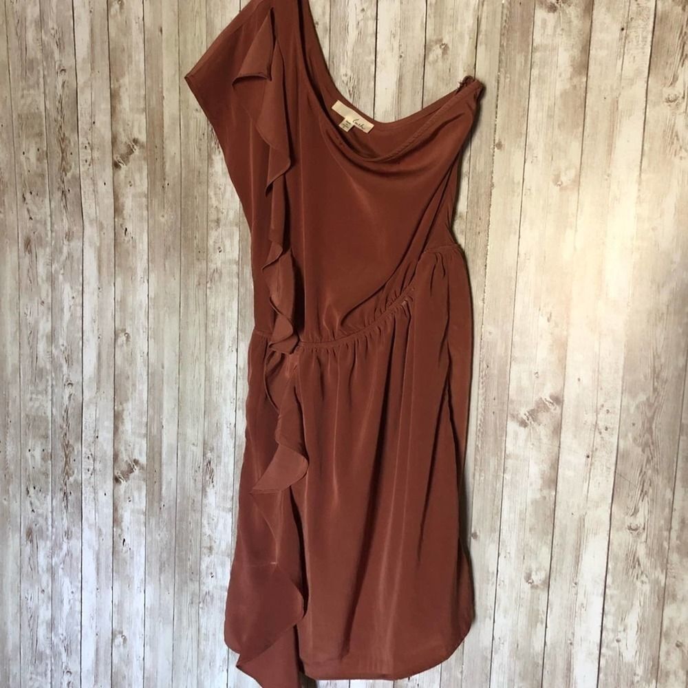 Lush One Shoulder Dress in Rust